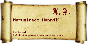 Marusinecz Hannó névjegykártya